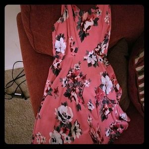 pink flowers all over spaghetti strap dress